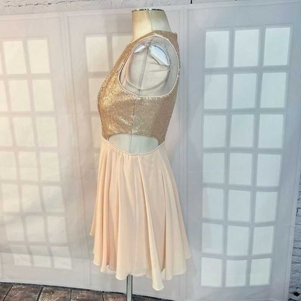 Lulu’s pink blush rose gold sequin cut out waist … - image 6