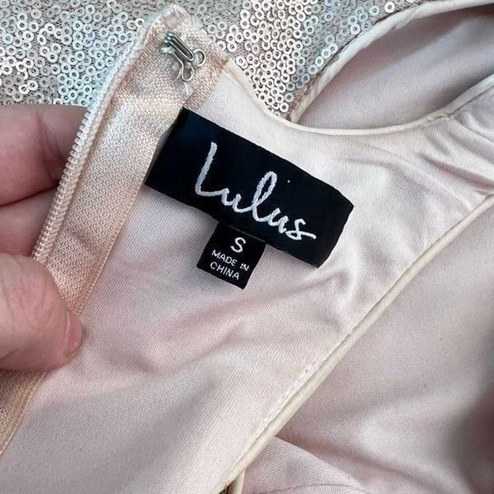 Lulu’s pink blush rose gold sequin cut out waist … - image 7