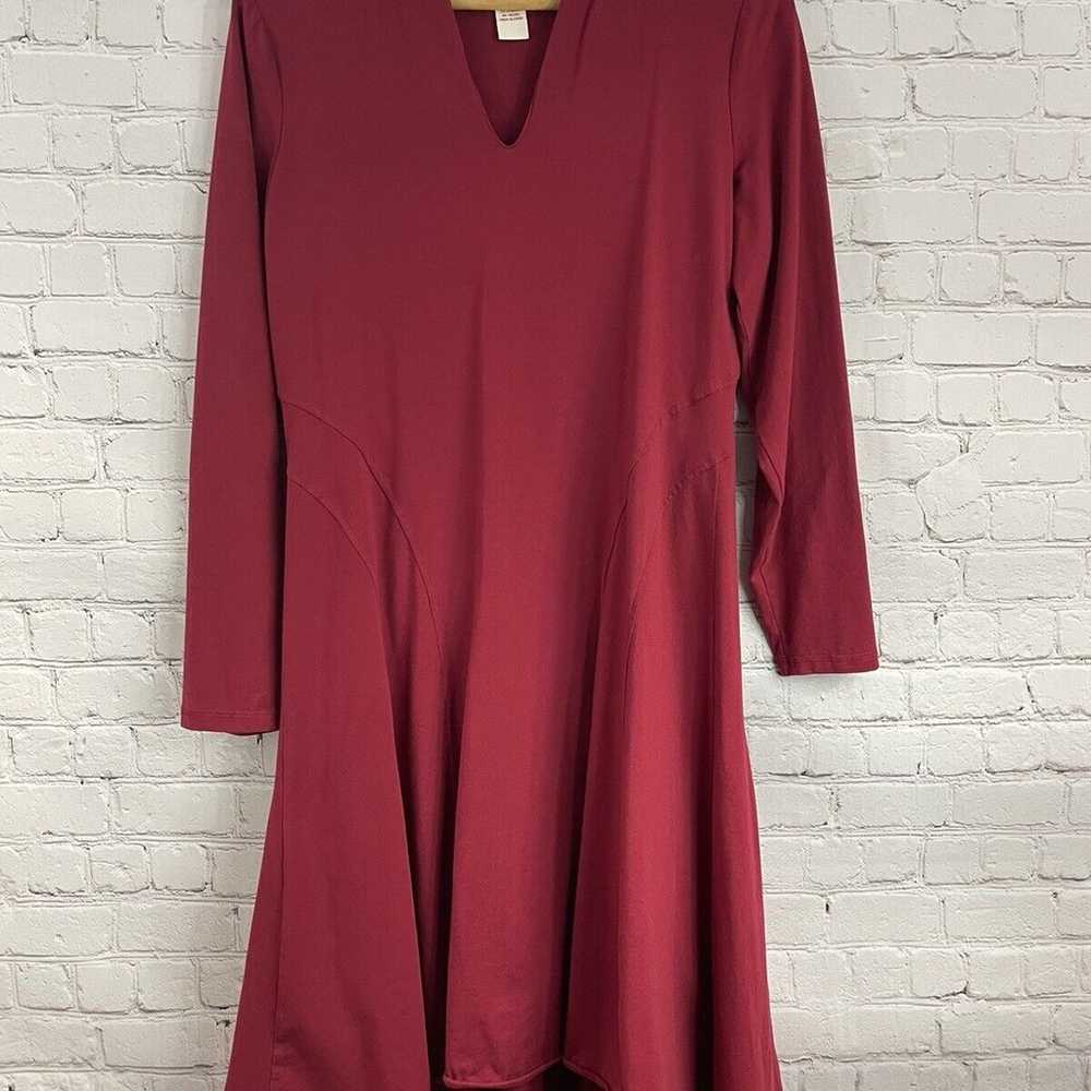 Sundance Wine Red Jersey Knit Long Sleeve Midi Dr… - image 1