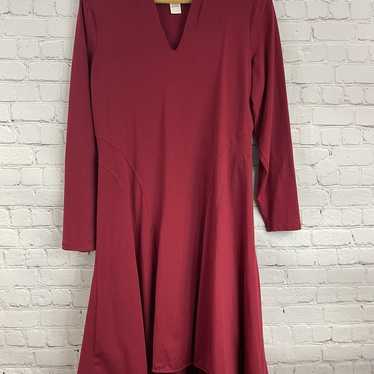 Sundance Wine Red Jersey Knit Long Sleeve Midi Dr… - image 1