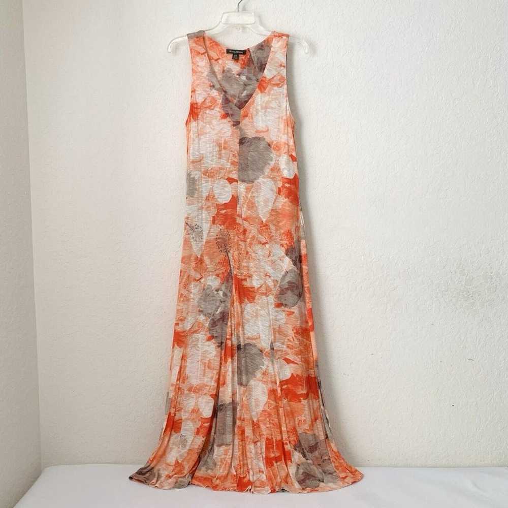 Tommy Bahama Maxi Dress Women L Orange Tropical F… - image 1