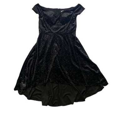 Black Sparkle Dress Stretch High Low Sweetheart N… - image 1