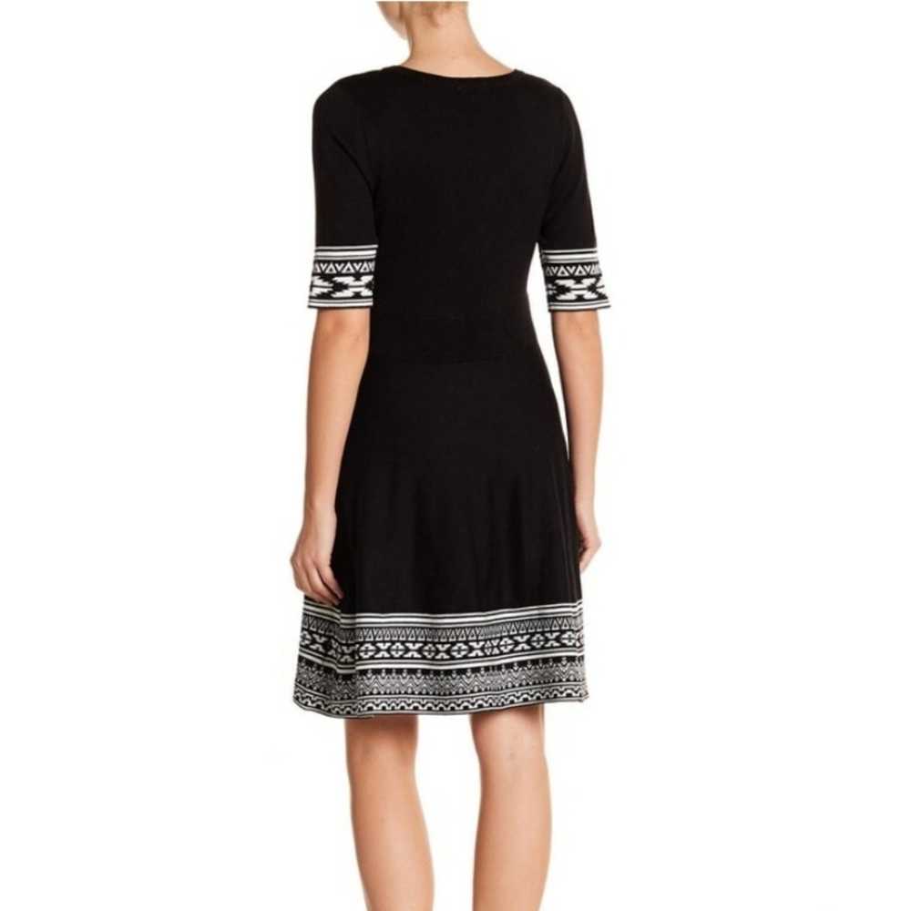 Nina Leonard Black Knit Border Short Sleeve Fit &… - image 2