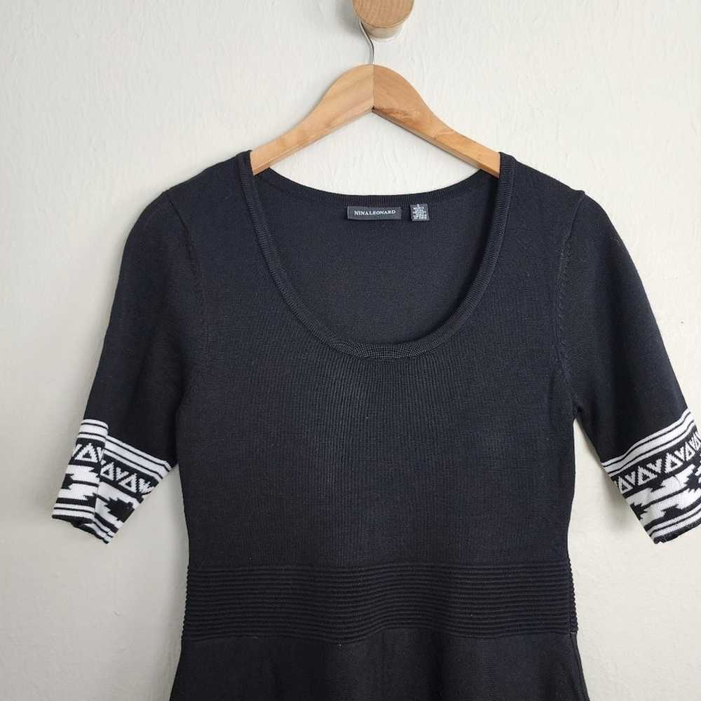 Nina Leonard Black Knit Border Short Sleeve Fit &… - image 6