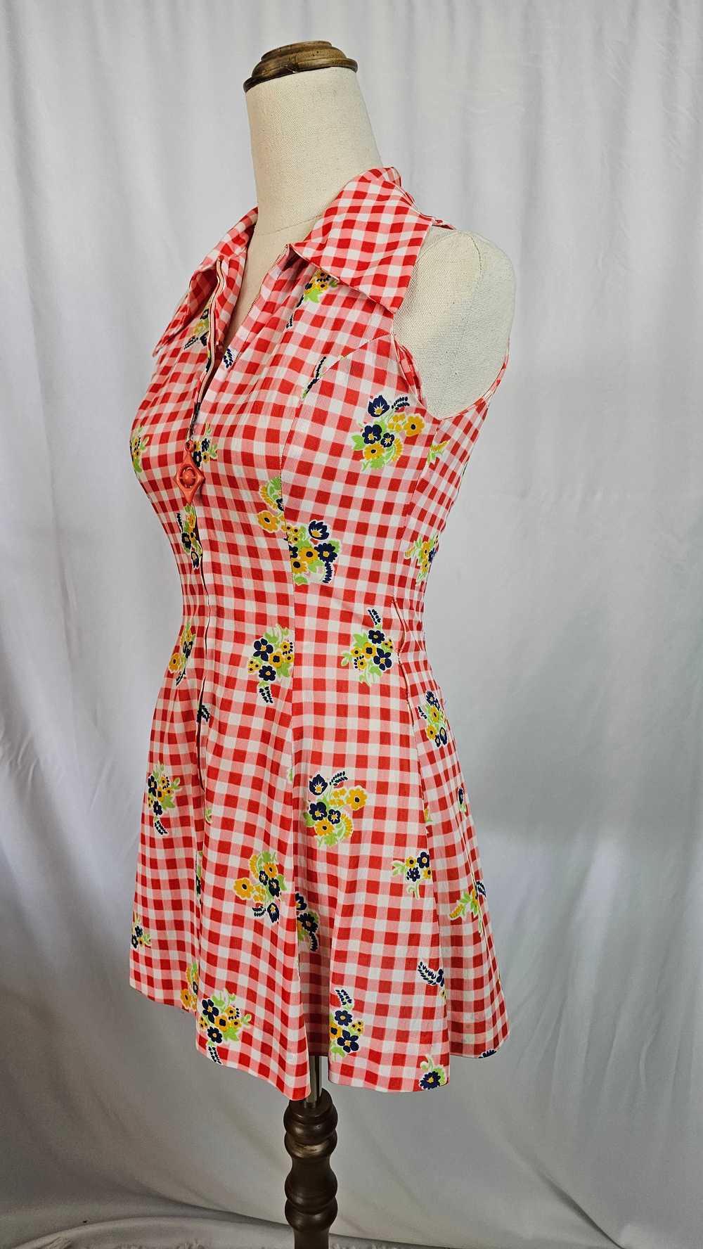 "Vintage 1970s Bindi of Melbourne Red Gingham Flo… - image 7