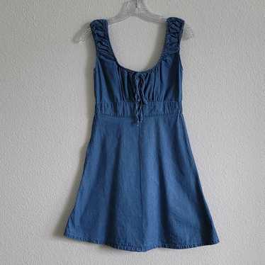 DEREK HEART Dress Chambray Boho Denim Fit & Flare… - image 1