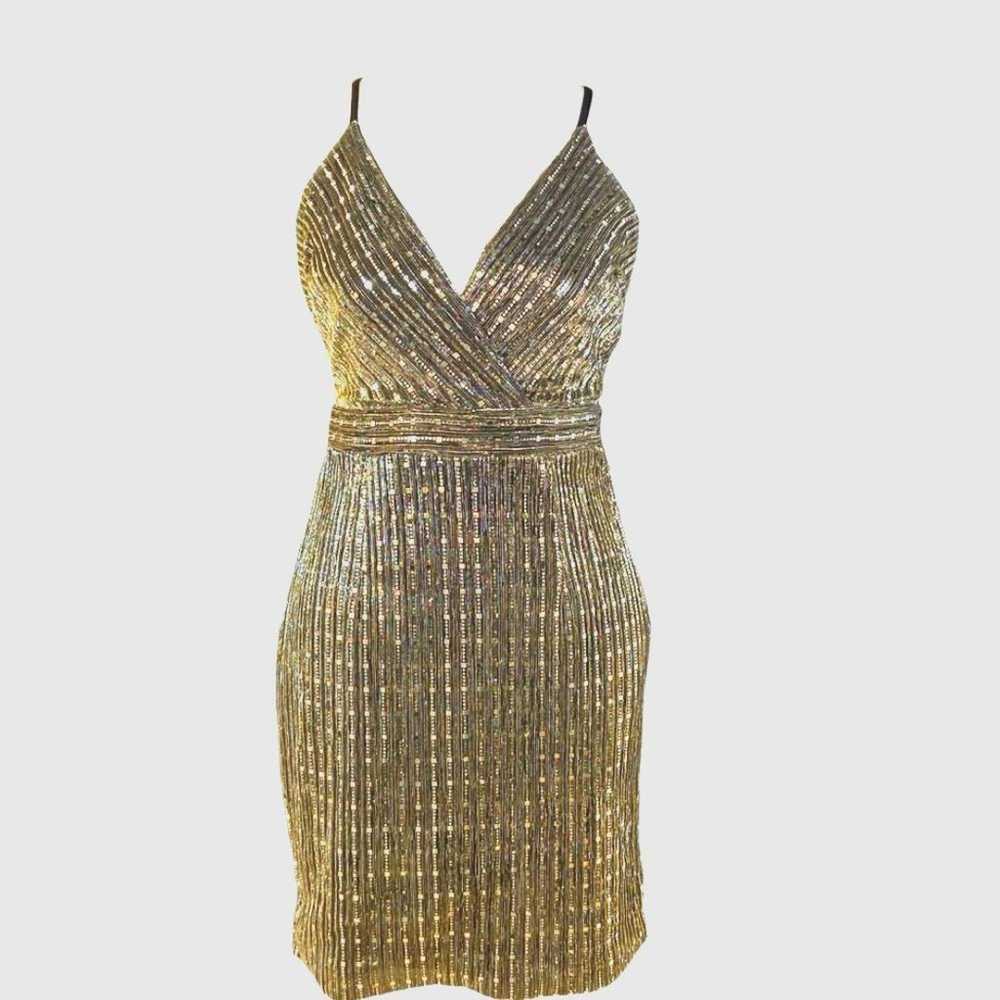 Endless Blu Gold and Silver Sequins Mini Dress. S… - image 1