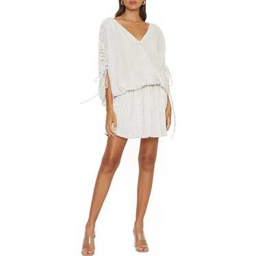 4SI3NNA Melody Textured Mini Dress White Black Pol