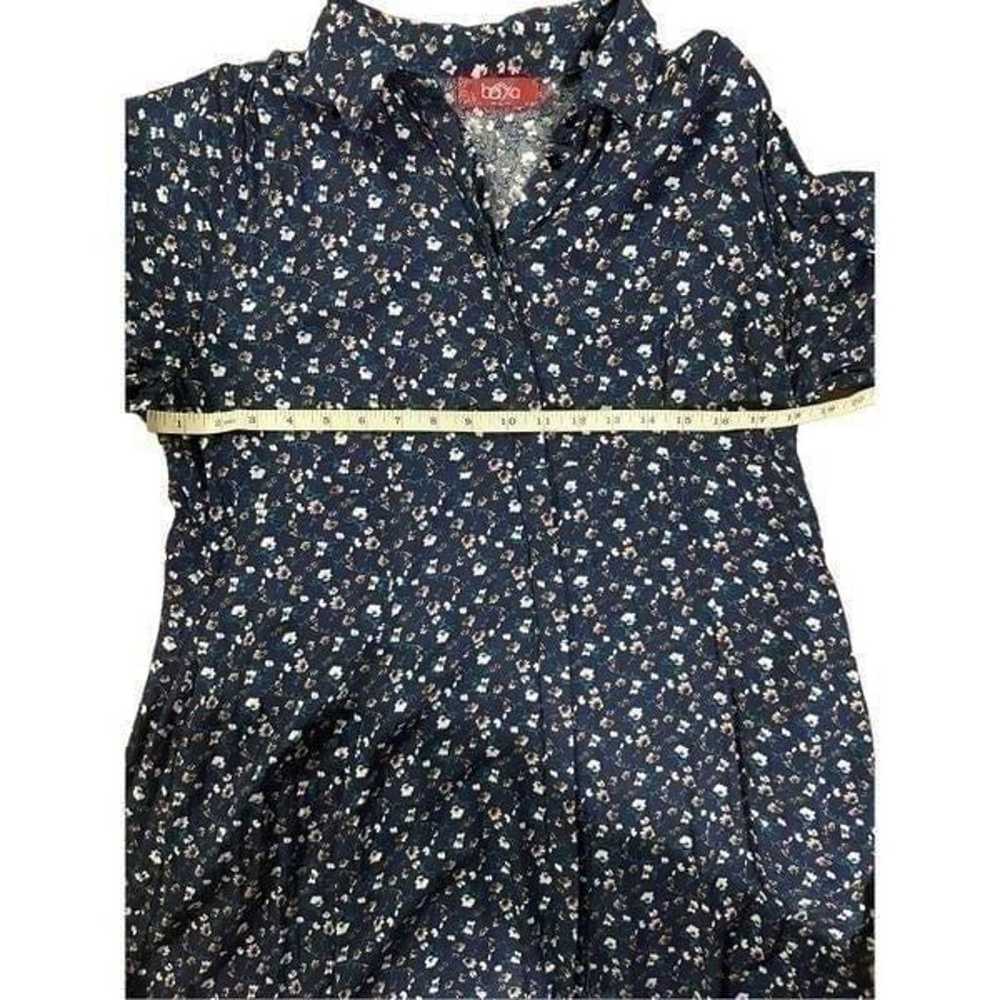 Women’s Baya navy floral midi button down collar … - image 5