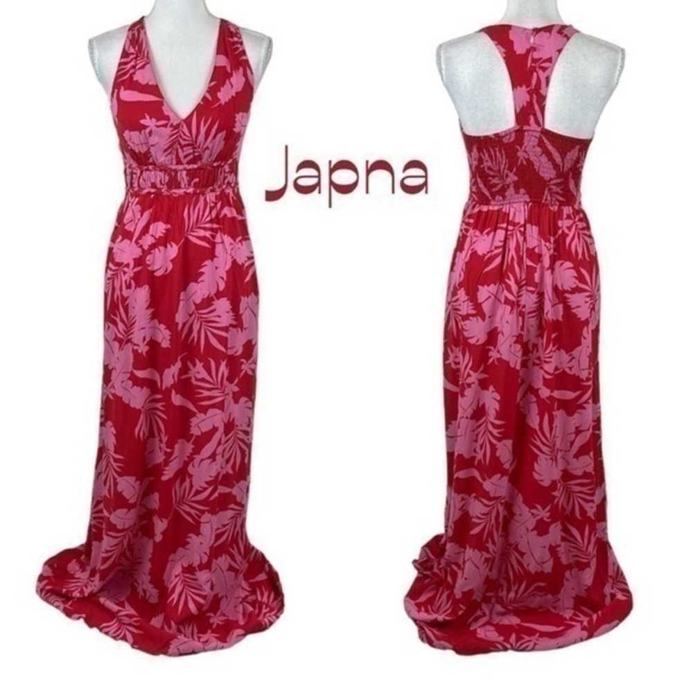 Anthropologie Japna Red & Pink Bold Floral Coasta… - image 1