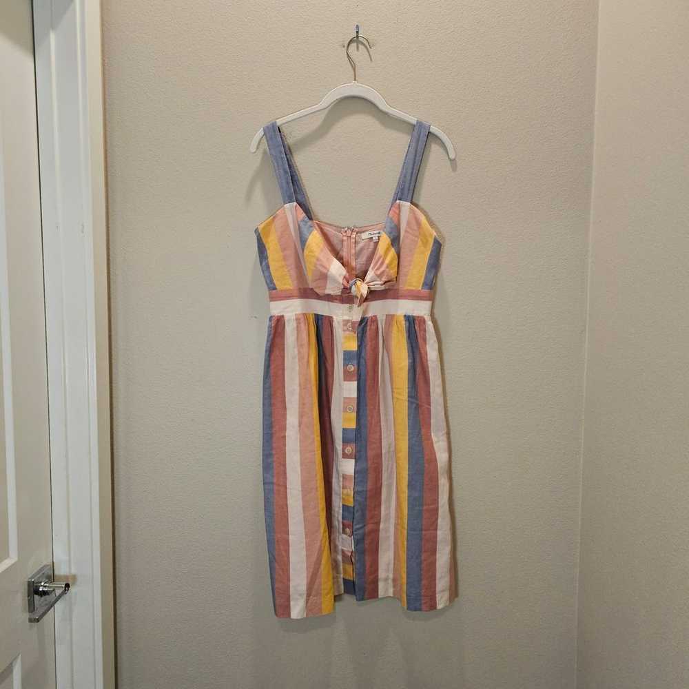 Madewell Striped Tie Front Knee Length Dress Size… - image 2