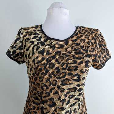 Vintage Mini Dress 6 90s Leopard Animal Print Sho… - image 1