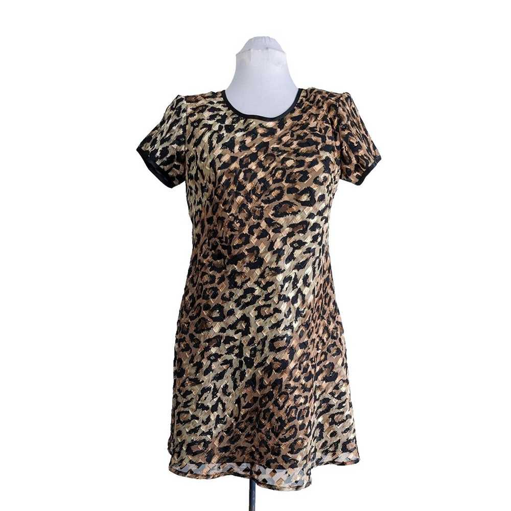 Vintage Mini Dress 6 90s Leopard Animal Print Sho… - image 2