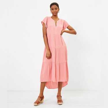 Loft Tiered Flutter Sleeve Midi Dress