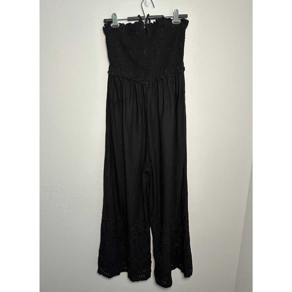 Anthropologie Black Strapless Eyelet Jumpsuit Siz… - image 2