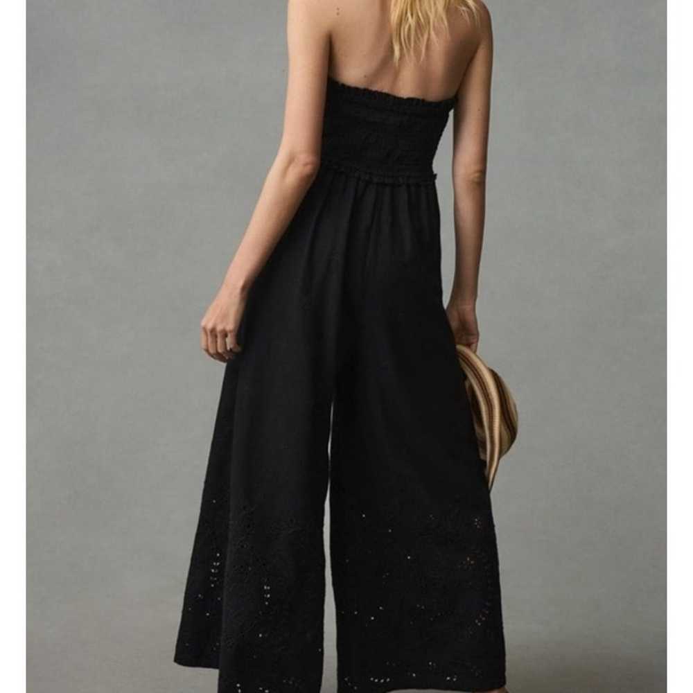 Anthropologie Black Strapless Eyelet Jumpsuit Siz… - image 3