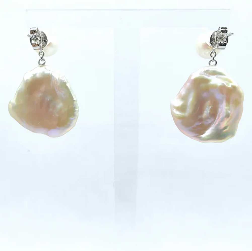 Two-look White Pink Peach Pearl Stud & Keshi Pear… - image 6