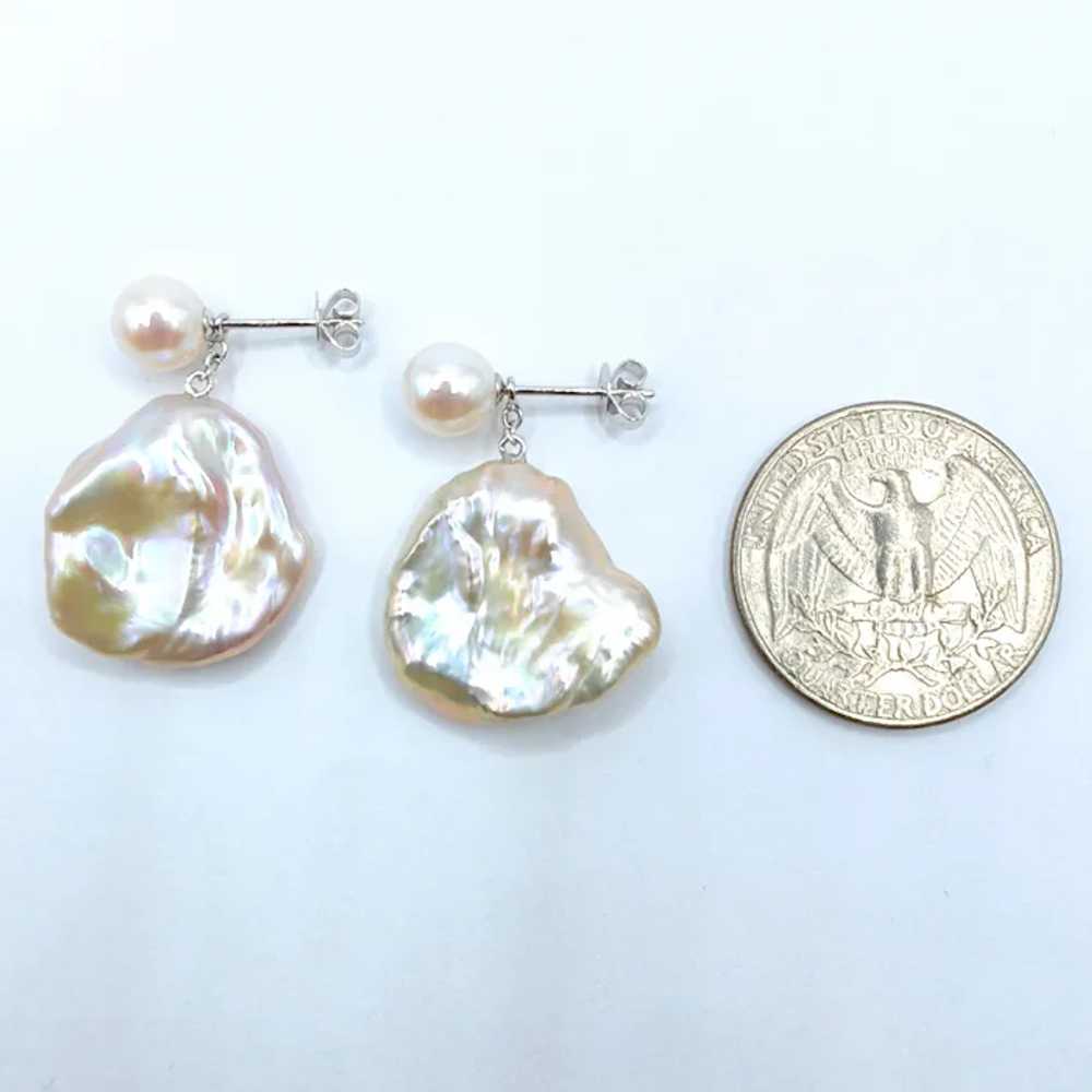 Two-look White Pink Peach Pearl Stud & Keshi Pear… - image 7