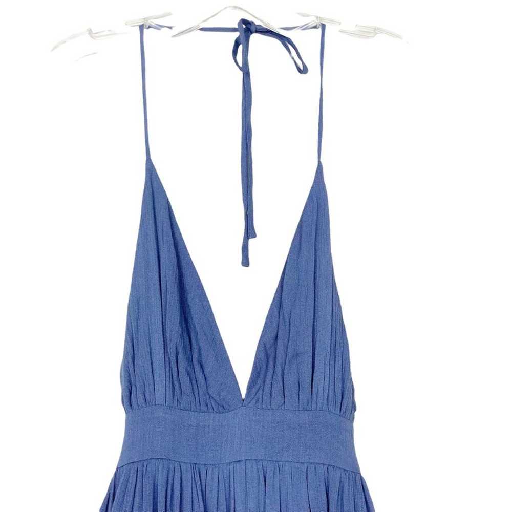 Windsor Blue Tiered Ruffle Backless Halter Dress … - image 2