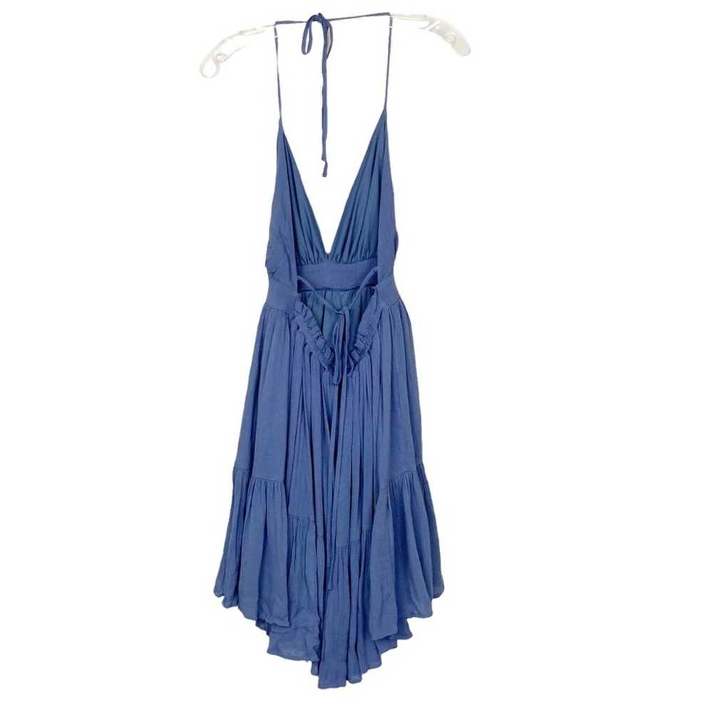 Windsor Blue Tiered Ruffle Backless Halter Dress … - image 4