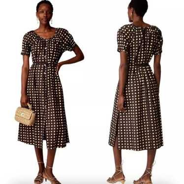 J. Crew poplin patterned midi tie dress