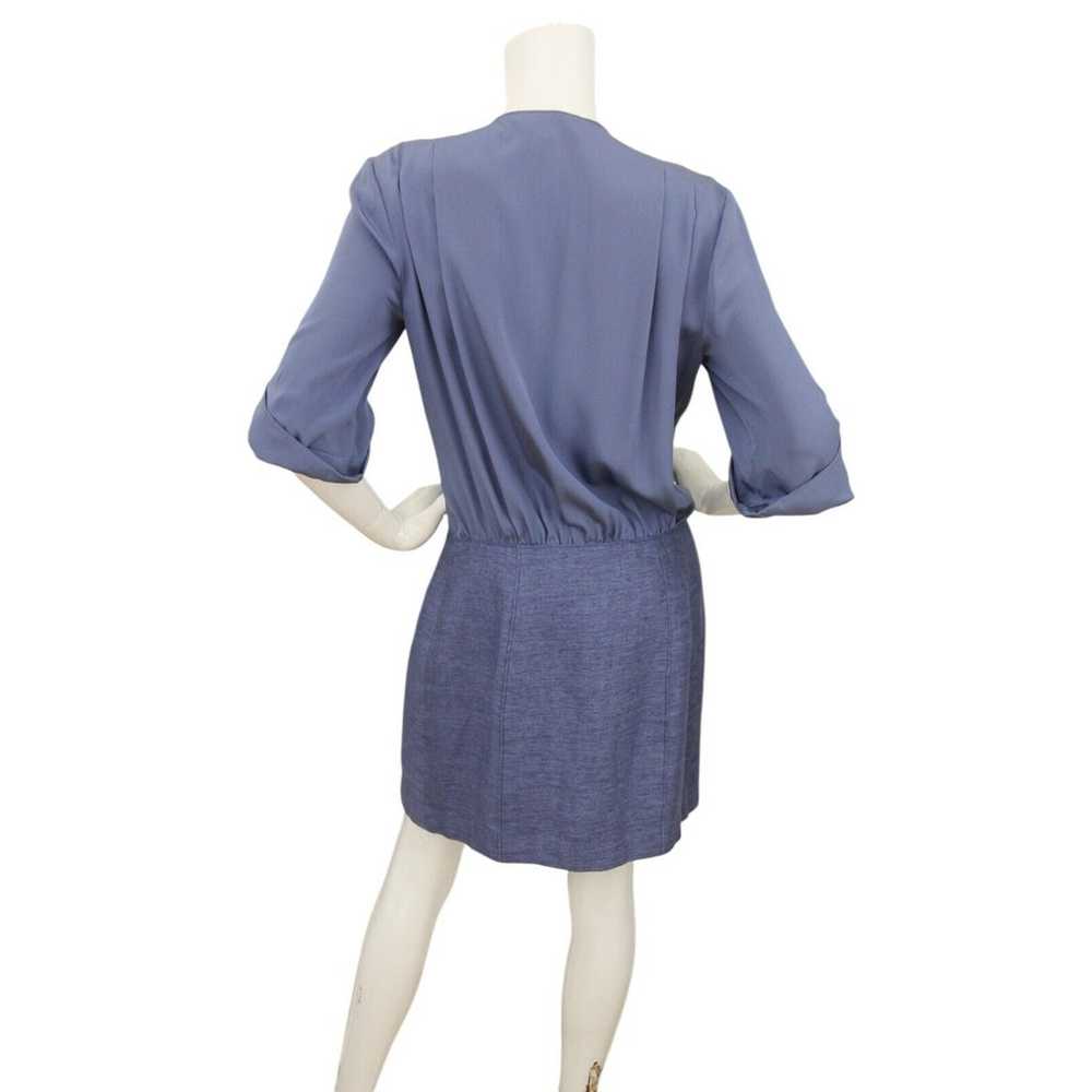 Tibi Blue Silk Linen Skirt Combo V-Neck Wrap Dres… - image 5