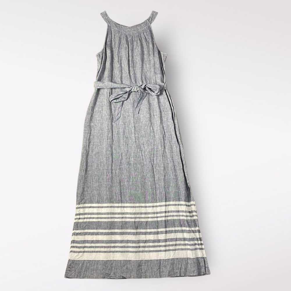 Talbots Stripe Linen Chambray Belted Maxi Dress S… - image 1