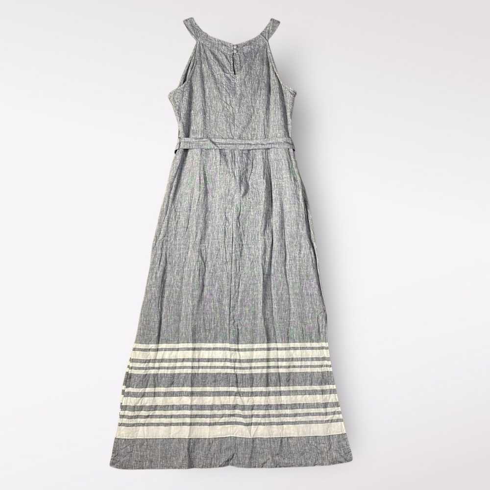 Talbots Stripe Linen Chambray Belted Maxi Dress S… - image 3