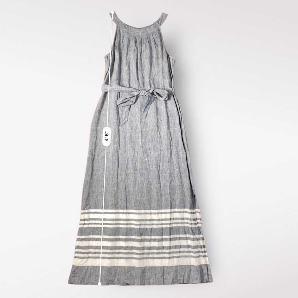 Talbots Stripe Linen Chambray Belted Maxi Dress S… - image 4