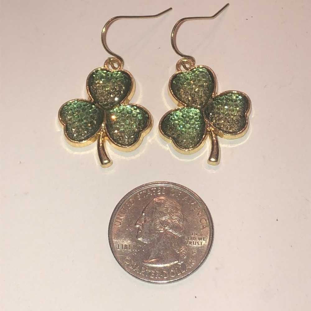 Gold Tone Green Shamrock Clover St. Patrick’s Day… - image 3