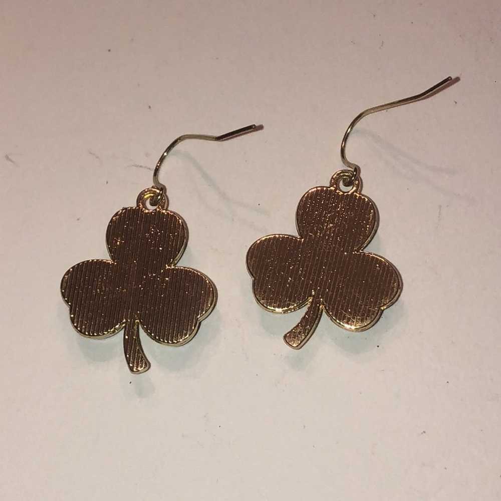 Gold Tone Green Shamrock Clover St. Patrick’s Day… - image 4