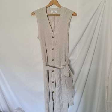 Magaschoni Tan Ribbed Belted Waist Dress Size XL - image 1