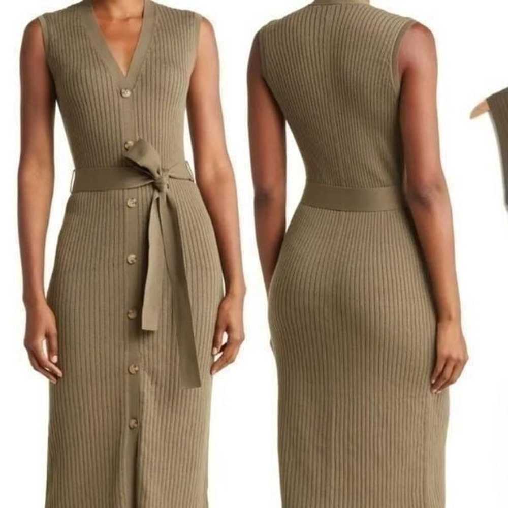 Magaschoni Tan Ribbed Belted Waist Dress Size XL - image 6