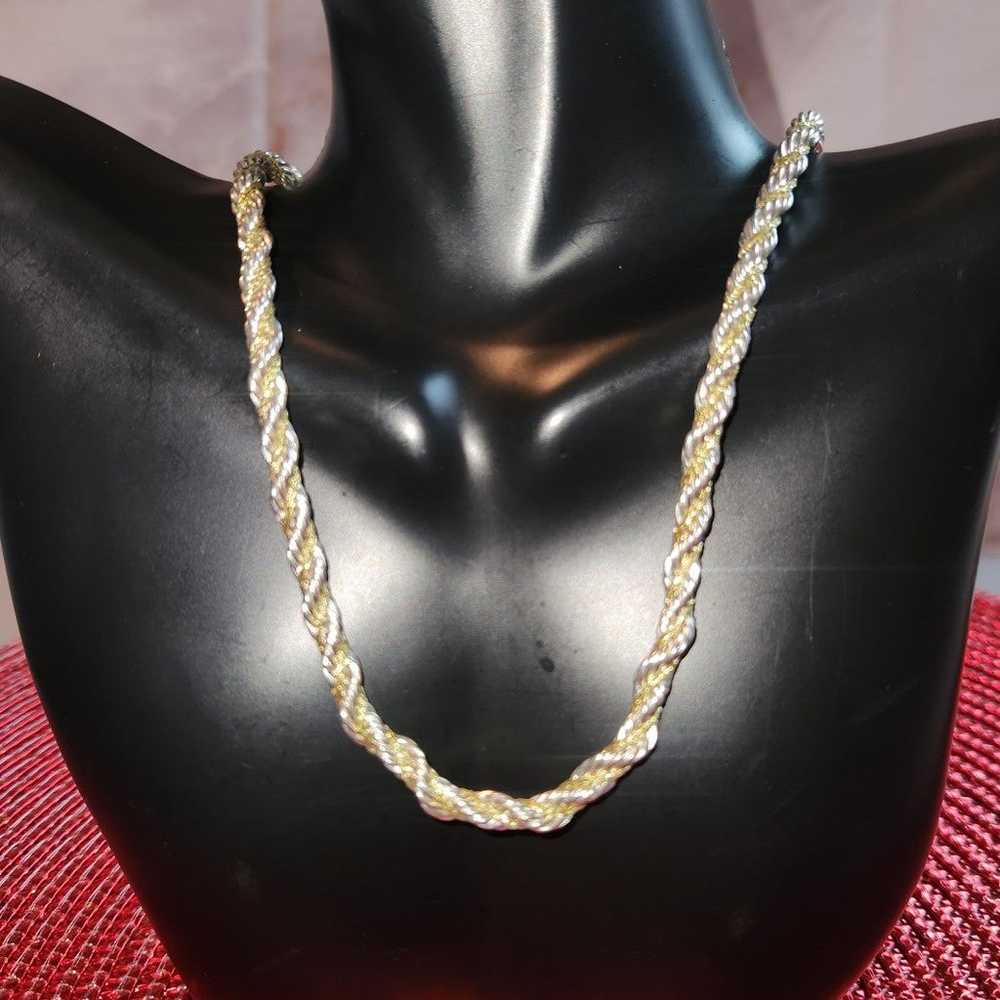 Vintage Goldtone and Silver Wrap Rope Necklace St… - image 10