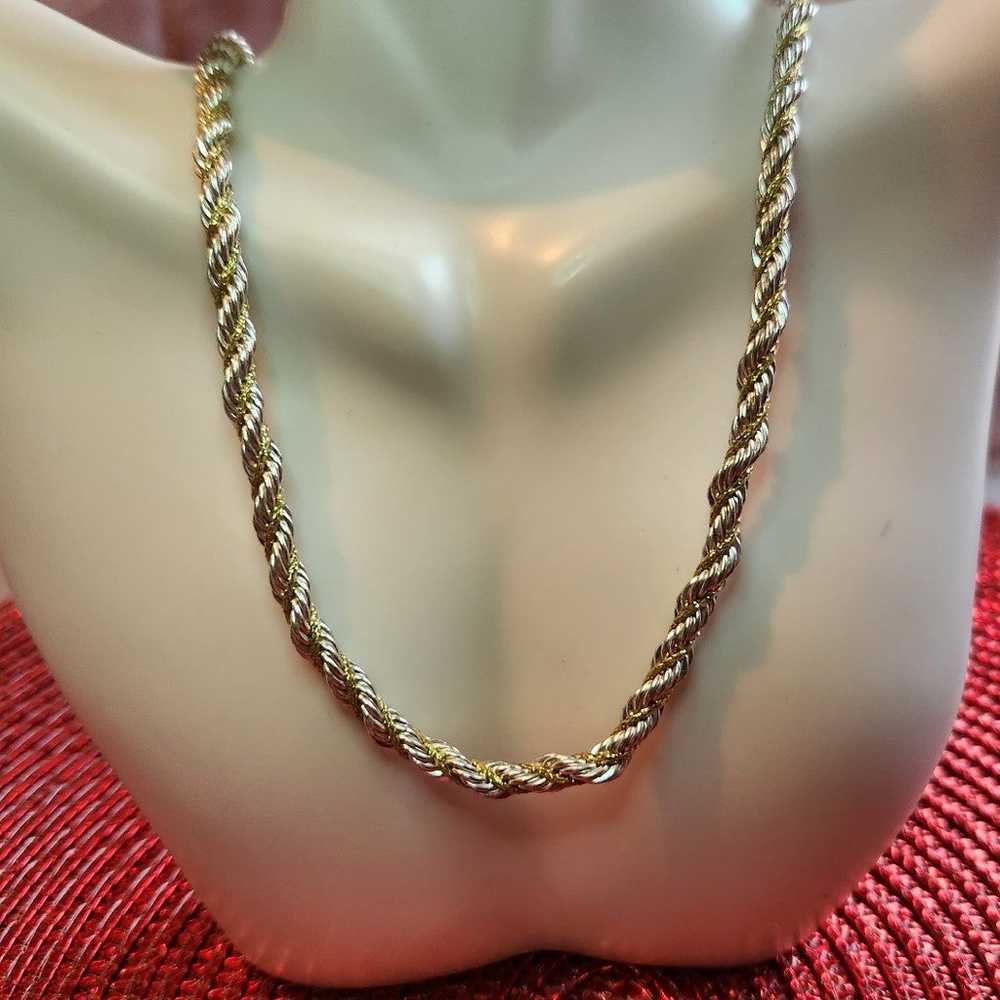 Vintage Goldtone and Silver Wrap Rope Necklace St… - image 1