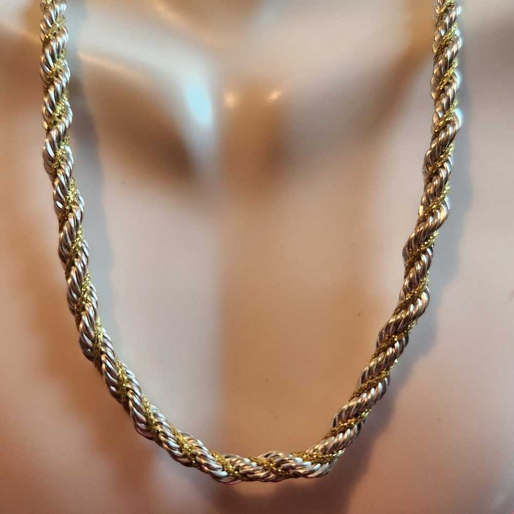 Vintage Goldtone and Silver Wrap Rope Necklace St… - image 2