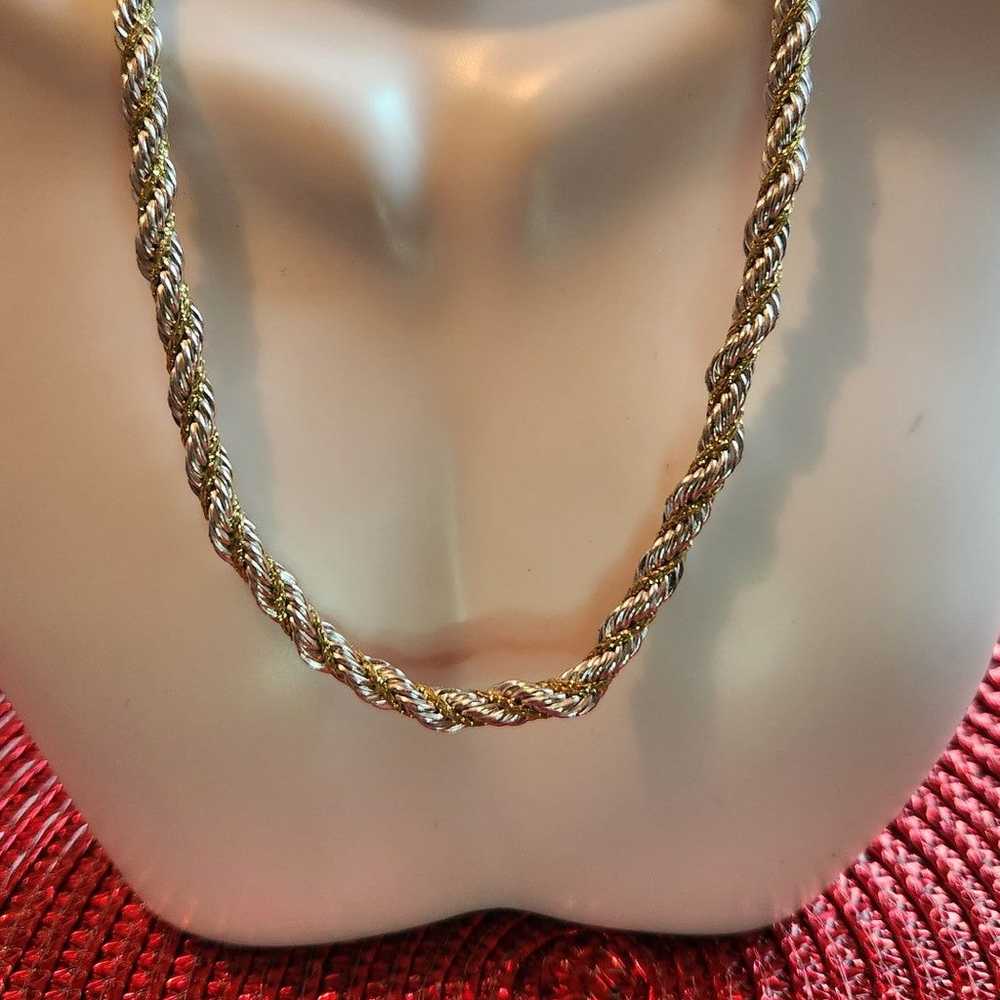 Vintage Goldtone and Silver Wrap Rope Necklace St… - image 6