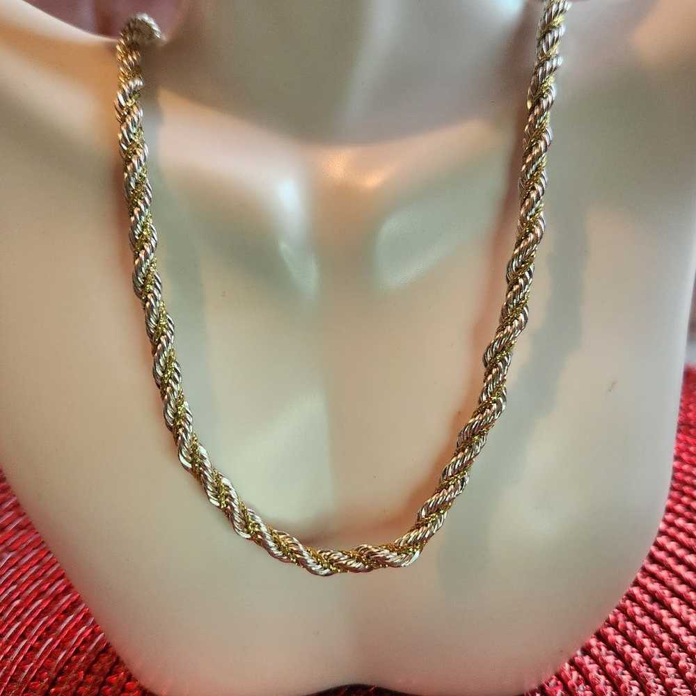 Vintage Goldtone and Silver Wrap Rope Necklace St… - image 7