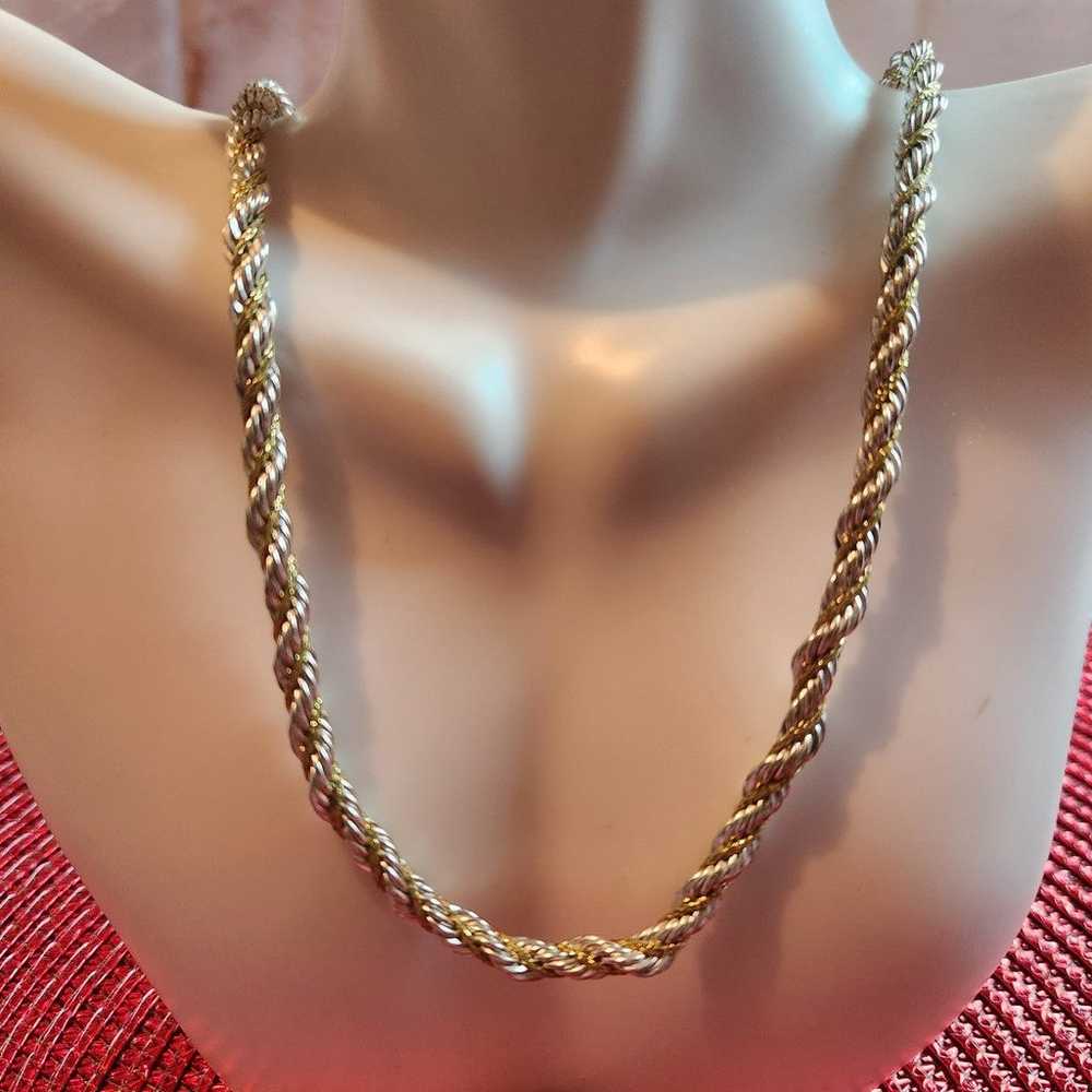 Vintage Goldtone and Silver Wrap Rope Necklace St… - image 8