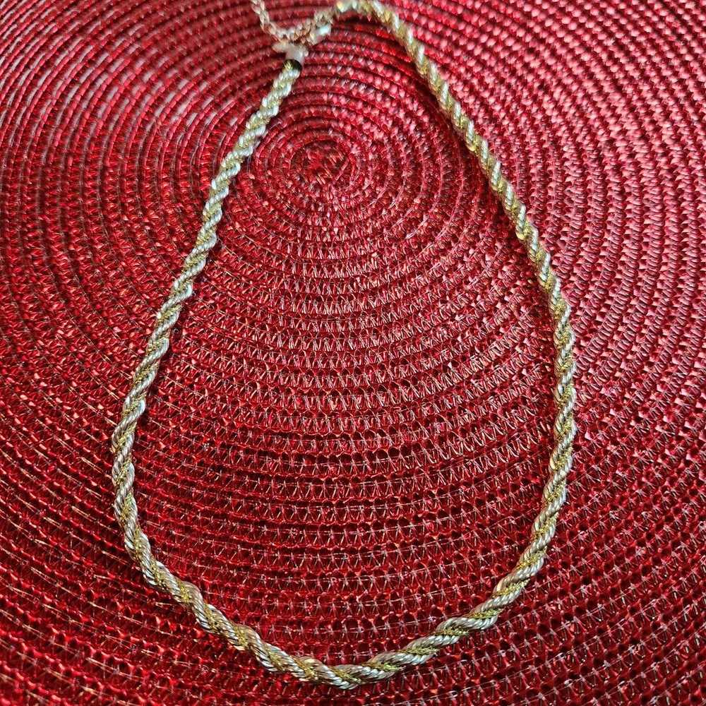 Vintage Goldtone and Silver Wrap Rope Necklace St… - image 9