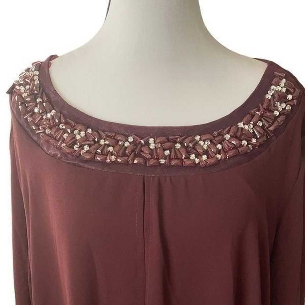 WOMENS PLUS BEADED BURGUNDY DRESS - image 1