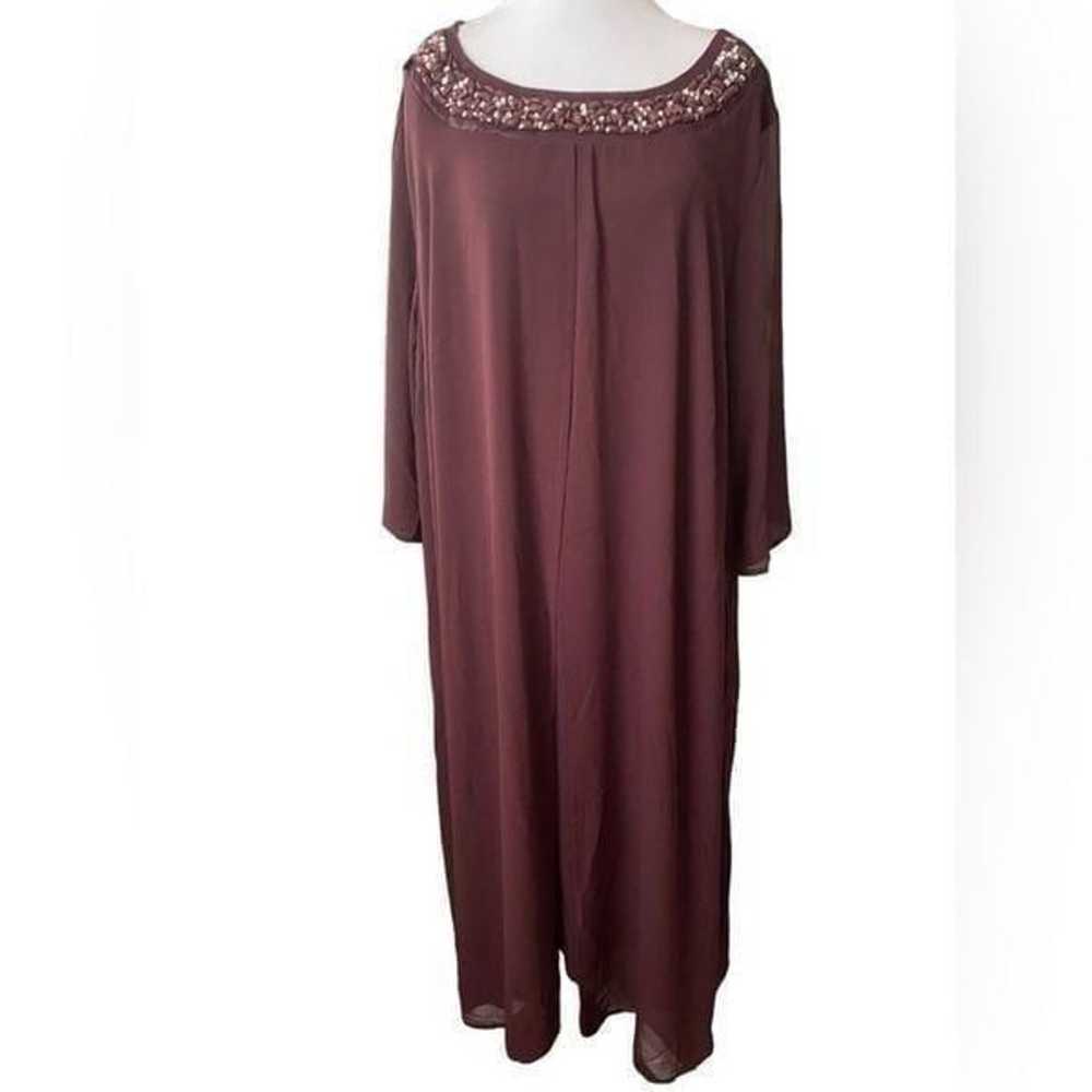 WOMENS PLUS BEADED BURGUNDY DRESS - image 4