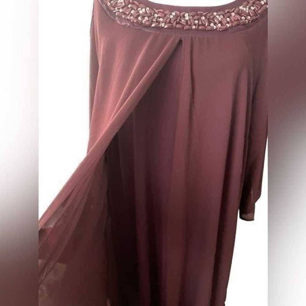 WOMENS PLUS BEADED BURGUNDY DRESS - image 6