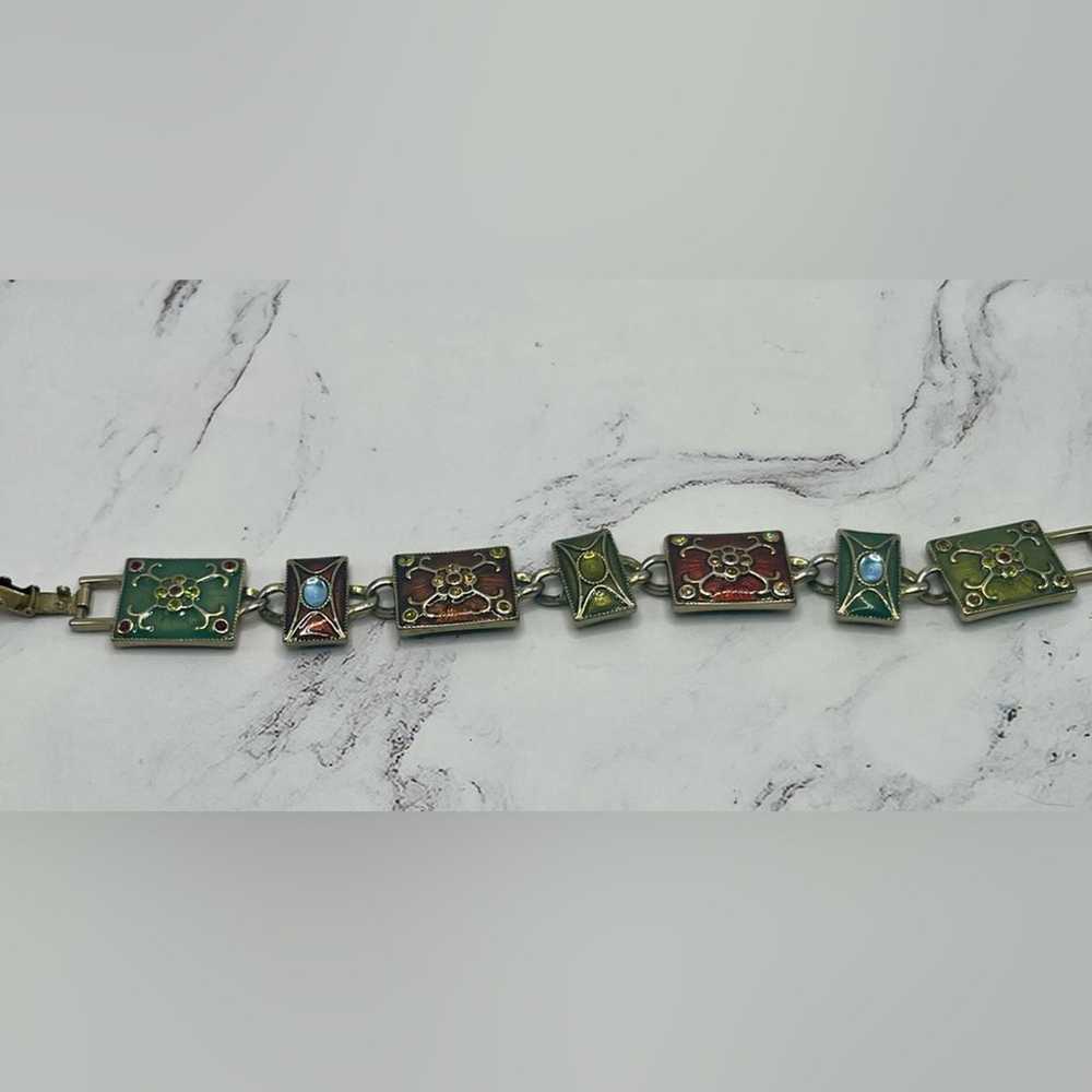 Vintage Liz Claiborne rhinestone panel bracelet, … - image 4