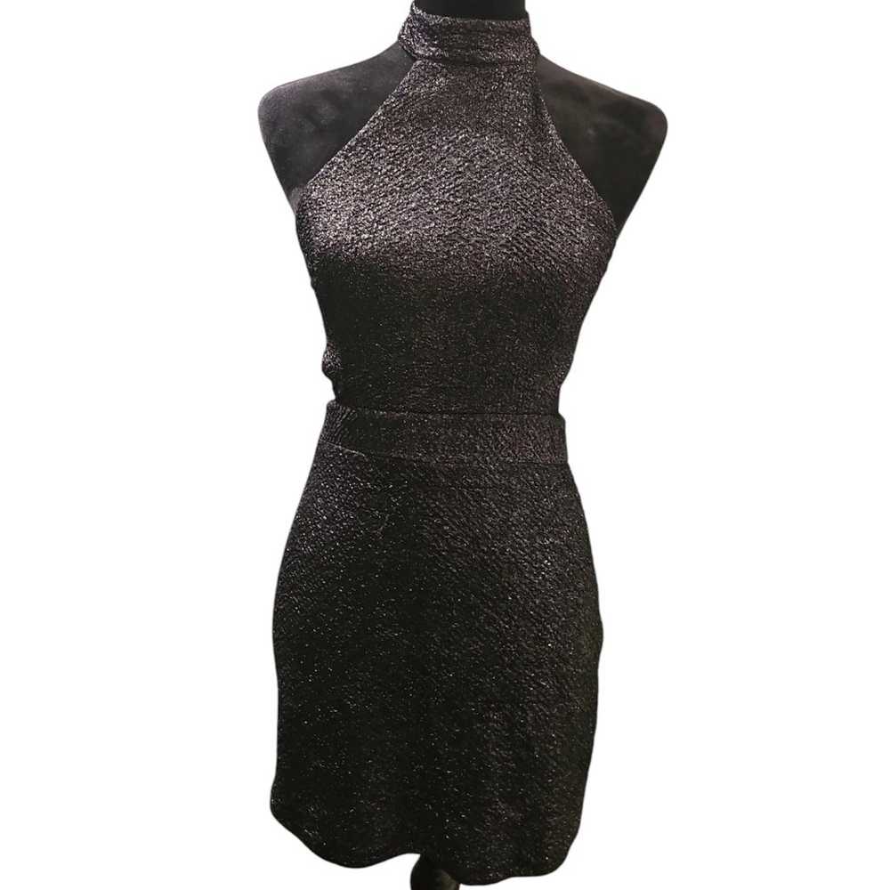 NBD black metallic bodycon mini dress. Medium? Ex… - image 3