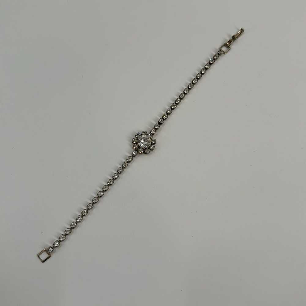 Vintage silver costume rhinestone bracelet - image 2