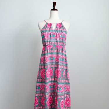 Vineyard Vines Pink Linen Blend Halter Maxi Dress