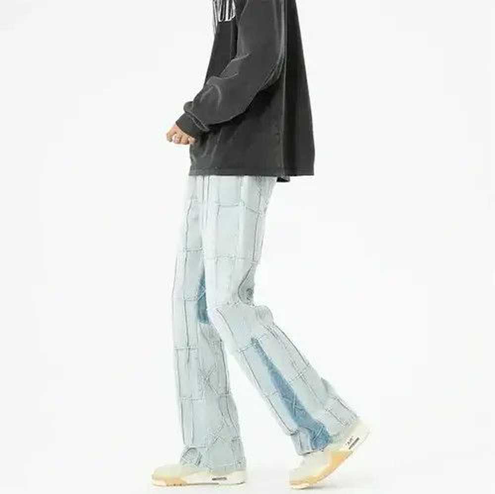 Jean × Streetwear Plaid Stacked Denim Jeans Vinta… - image 2