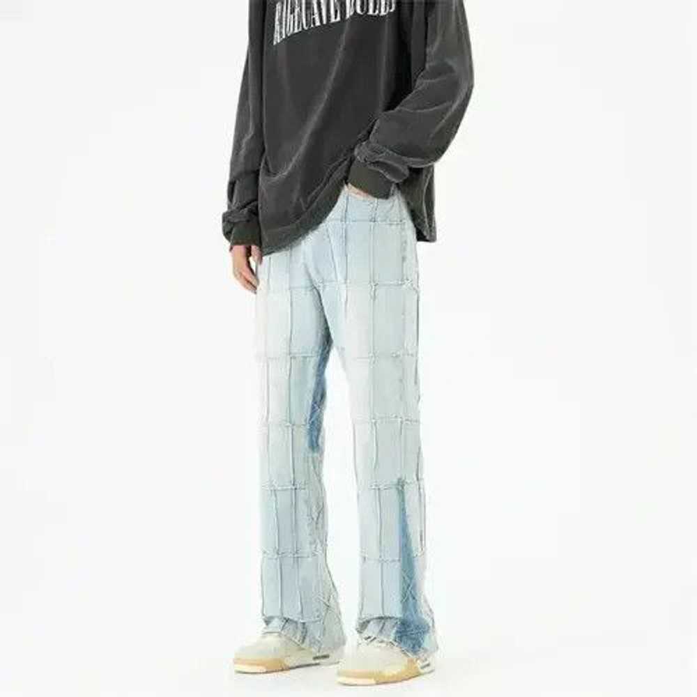 Jean × Streetwear Plaid Stacked Denim Jeans Vinta… - image 3