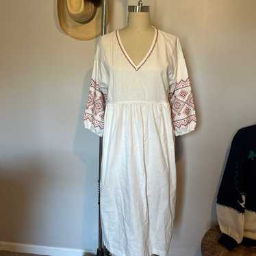 Madewell embroidered linen cotton dress